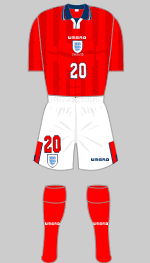 england 1997-1998 red kit